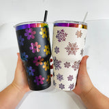 25 pack RTS USA warehouse powder coated 30oz holographic rainbow plated car tumbler mugs cups -Gabby