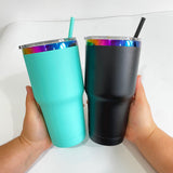 25 pack RTS USA warehouse powder coated 30oz holographic rainbow plated car tumbler mugs cups -Gabby
