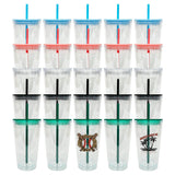 USA warehouse-25pack 16oz mini size double walled snow globe plastic cups water bottles  for kids and wraps-Gabby