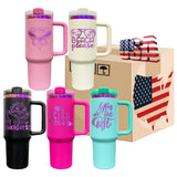 USA warehouse RTS_20 pack powder coated H2.0 40oz purple plated mixed colors tumblers with handle for laser engraving-Gabby