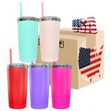 USA RTS 25 pack black plated underneath powder coated 20oz coffee tumbler cups for laser engrave-Gabby