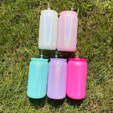 16oz shimmer glitter glass beer cans with PP lids for sublimation-25pack USA warehouse