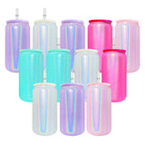 USA warehouse RTS-50pack 16oz shimmer glass cans with PP lids for sublimation -Gabby