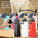 20 pack-Professional 32oz Copper Plated Water Bottle with Magnetic Phone Holder BPA Free Leak Proof for Outdoor Enthusiasts