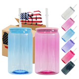 60 pack USA warehouse RTS  clear colored jelly PET 16oz 20oz plastic can soda beer can with colorful pp lids-Gabby