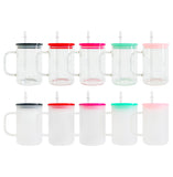 YIPAI USA warehouse RTS_17oz single walled frosted glass mugs with handle and PP lids_Gabby