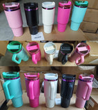 USA warehouse RTS_20 pack powder coated H2.0 40oz purple plated mixed colors tumblers with handle for laser engraving-Gabby