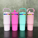 USA warehouse _30oz flip straw rainbow plated stainless steel vacumm insulated macaron mixed 4 colors tumblers for laser engraving_Gabby