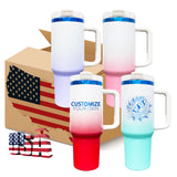 USA warehouse-20pack 40oz H2.0 ombre colored blue plated powder coated tumblers-Gabby
