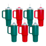 H2.0 Powder coated silver plated 40oz Christmas red and green tumblers for laser engraving _Gabby