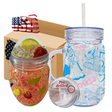 USA warehouse RTS double walled snow globe glitter 20oz plastic can mason jar 20oz acrylic snow globe coffee mugs cups with pre-drilled hole and silicone plug for DIY