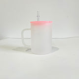 YIPAI USA warehouse RTS_17oz single walled frosted glass mugs with handle and PP lids_Gabby