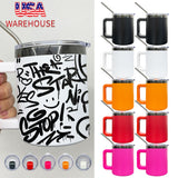 10oz black plated powder coated handle coffee mug with sliding lids for laser engraving-25 pack-USA warehouse