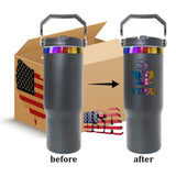 USA warehouse _30oz flip straw rainbow plated stainless steel vacumm insulated macaron mixed 4 colors tumblers for laser engraving_Gabby
