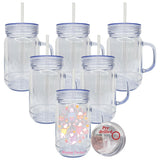 USA warehouse RTS double walled snow globe glitter 20oz plastic can mason jar 20oz acrylic snow globe coffee mugs cups with pre-drilled hole and silicone plug for DIY