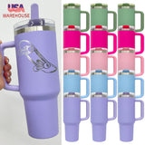 New Style double walled stainless steel vacuum insulated blank sublimation macaroon white 40oz leak proof removable flip straw tumbler cups with handle and straw