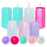 USA warehouse RTS-50pack 16oz shimmer glass cans with PP lids for sublimation -Gabby