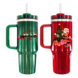 USA warehouse RTS-20pack H2.0 Powder coated silver plated 40oz Christmas red and green tumblers for sublimation _Gabby