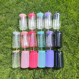 RTS USA warehouse 50 pack olored macaron 16oz plastic Acrylic soda can with colorful pp lids_Gabby