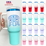 USA warehouse-20pack 40oz H2.0 ombre colored blue plated powder coated tumblers-Gabby