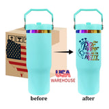 USA warehouse _30oz flip straw rainbow plated stainless steel vacumm insulated macaron mixed 4 colors tumblers for laser engraving_Gabby
