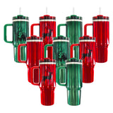 USA warehouse RTS-20pack H2.0 Powder coated silver plated 40oz Christmas red and green tumblers for sublimation _Gabby