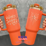 20 pack _40oz H2.0 Autumn copper plated Maple leaf red tumblers with handle for laser engraving-Gabby