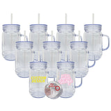 USA warehouse RTS double walled snow globe glitter 20oz plastic can mason jar 20oz acrylic snow globe coffee mugs cups with pre-drilled hole and silicone plug for DIY
