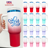 USA warehouse-20pack 40oz H2.0 ombre colored blue plated powder coated tumblers-Gabby