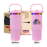 USA warehouse _30oz flip straw rainbow plated stainless steel vacumm insulated macaron mixed 4 colors tumblers for laser engraving_Gabby