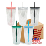 USA warehouse-25pack 16oz mini size double walled snow globe plastic cups water bottles  for kids and wraps-Gabby