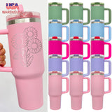 New Style double walled stainless steel vacuum insulated blank sublimation macaroon white 40oz leak proof removable flip straw tumbler cups with handle and straw