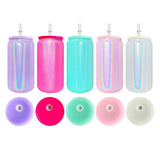 USA warehouse RTS-50pack 16oz shimmer glass cans with PP lids for sublimation -Gabby