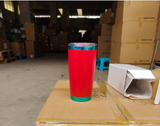 USA warehouse-20oz green plated stainless steel car tumbler with maginetic sliding lid for laser engraving-Gabby