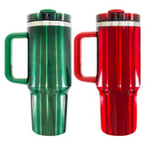 USA warehouse RTS-20pack H2.0 Powder coated silver plated 40oz Christmas red and green tumblers for sublimation _Gabby