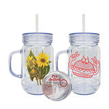 USA warehouse RTS double walled snow globe glitter 20oz plastic can mason jar 20oz acrylic snow globe coffee mugs cups with pre-drilled hole and silicone plug for DIY