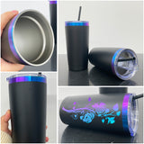 USA warehouse RTS-25pack 20oz powder coated colored blue and purple plated underneath tumbler cups with magnetic sliding lid-Gabby
