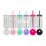 YIPAI USA warehouse RTS_25 pack 12oz inner 16oz outer double wall clear snow globe plastic cans with lids-Gabby