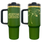 USA warehouse 40oz gold plated underneath dark green vacuum insulated double wall stainless steel tumbler with handle lid straw for custom laser engrave 20pack-Gabby