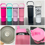 China warehouse-30oz Mirror black plated lip straw powder coated outdoor water bottles for laser engraving-Gabby