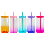 USA warehouse RTS-25pack 50pack 16oz ombre jelly glass cans with PP lids  for DIY printing for sublimation-Gabby