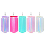 USA warehouse RTS-50pack 16oz shimmer glass cans with PP lids for sublimation -Gabby