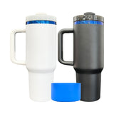 USA warehouse_20 pack black white powder coated blue plated underneath H2.0 40oz quencher tumbler with silicone boot sleeve for laser engraving_Gabby