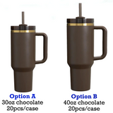 20 pack- 30oz 40oz chocolate mirror gold underneath double walled stainless steel vacum insulated quencher tumbler with colored straw_Gabby