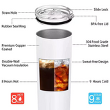 20oz Sublimation Tumbler Blank - RTS USA Warehouse, Straight Skinny Cup for DIY, Customizable Stainless Steel_Gabby