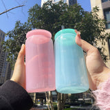 RTS USA warehouse 50 pack olored macaron 16oz plastic Acrylic soda can with colorful pp lids_Gabby