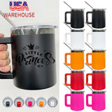 10oz black plated powder coated handle coffee mug with sliding lids for laser engraving-25 pack-USA warehouse