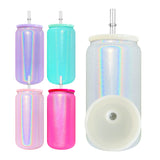 USA warehouse RTS-50pack 16oz shimmer glass cans with PP lids for sublimation -Gabby