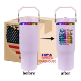 USA warehouse _30oz flip straw rainbow plated stainless steel vacumm insulated macaron mixed 4 colors tumblers for laser engraving_Gabby
