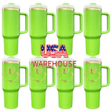 20 pack USA warehouse laser engraved mirror gold plated underneath powder coated green 40oz H2.0 tumbler-Gabby